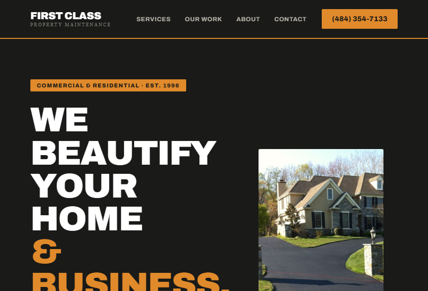 First Class Property Maintenance website homepage