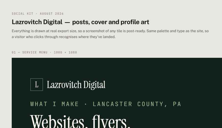Lazrovitch Digital social kit with service and promotional posts